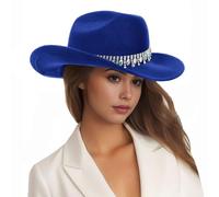 Genérico Gorro De Verano Mujer,Sombrero De Copa De Jazz para Hombres Y Mujeres Sombrero De Vaquero Occidental Sombrero De Novia con Destellos Sombrero De Copa Loco Europeo Y Festivo