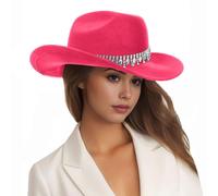 Genérico Gorro De Verano Mujer,Sombrero De Copa De Jazz para Hombres Y Mujeres Sombrero De Vaquero Occidental Sombrero De Novia con Destellos Sombrero De Copa Loco Europeo Y Festivo