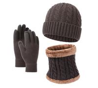 Genérico Gorro Gris Mujer Invierno Gorros de Invierno para Hombre y Mujer, Bufanda, Guantes con Pantalla táctil, Gorros de Lana cálidos, Calentador de Cuello, Regalos para Conjunto (Coffee, One Size)