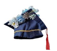 Genérico Gorro Infantil Tradicional Chino médico Birrete graduación Floral académico Cuadrado Unisex para niños (Blue, 3-14 Years)