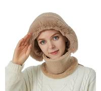 Genérico Gorro Invierno Mujer Gorro Mujer Invierno Sombrero Gorro de Invierno De Punto Color Sólido con Protector De Orejas Y Bufanda Integrada, Cálido, De Moda Y Versátil.