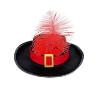 Genérico Gorro Mosquetero Infantil - Chistera De Plumas Para De Carnaval | Accesorio Para Disfraz De Baile De Máscaras Con Temática De Carnaval, Fieltro Ligero Y Transpirable Para Niños Y Niñas
