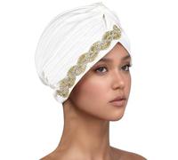 Genérico Gorro musulmán con Volantes para Mujer Turbante de el cáncer Bufanda y Chal de Lana para Invierno Protector térmico de Cabeza (White, One Size)
