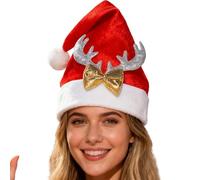 Genérico Gorro Navideño,Sombrero Suave De Fiesta Con Cuernos De Reno,Sombrero De Santa Unisex Para Navidad - Para Mujeres Niños Jóvenes Adolescentes Cumpleaños Navidad Año Nuevo
