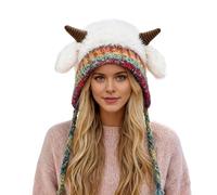 Genérico Gorro Pelo Mujer Invierno,Gorro De Invierno con Orejeras Abatibles Forro Polar Suave para Mayor Calidez con Adorables Cuernos De Oveja Ideal para Clima FríO Y Exteriores