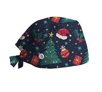 Genérico Gorro Quirurgico Navidad Gorros Quirurgico Turbante Ajustable Enfermera Quirofano de Cirugía para Pelo Largo Corto Gorro de Trabajo de Cocina Unisex