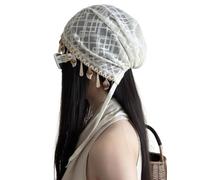 Genérico Gorro Tipo Turbante Bohemio y Ligero con Colgante de Concha; Accesorio versátil para Mujer
