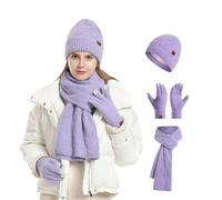Genérico Gorro Y Bufanda Mujer,Conjunto De Tres Gorros De Punto Que Se Pueden Usar con Pantallas TáCtiles Y TeléFonos MóViles En Invierno Incluye Gorros De Lana Gruesos Y CáLidos Y Bufandas