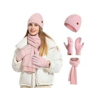 Genérico Gorro Y Bufanda Mujer,Conjunto De Tres Gorros De Punto Que Se Pueden Usar con Pantallas TáCtiles Y TeléFonos MóViles En Invierno Incluye Gorros De Lana Gruesos Y CáLidos Y Bufandas