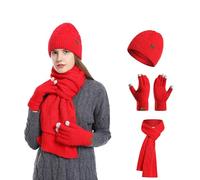 Genérico Gorro Y Bufanda Mujer,Conjunto De Tres Gorros De Punto Que Se Pueden Usar con Pantallas TáCtiles Y TeléFonos MóViles En Invierno Incluye Gorros De Lana Gruesos Y CáLidos Y Bufandas