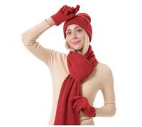 Genérico Gorro Y Bufanda Mujer,Gorro De Invierno para Hombre Y Mujer Bufanda MáS CáLida Guantes con Pantalla TáCtil Conjunto De Gorro De Punto Grueso con Cuello MáS CáLido