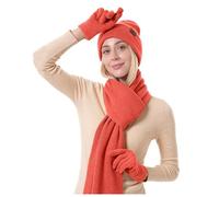 Genérico Gorro Y Bufanda Mujer,Gorro De Invierno para Hombre Y Mujer Bufanda MáS CáLida Guantes con Pantalla TáCtil Conjunto De Gorro De Punto Grueso con Cuello MáS CáLido