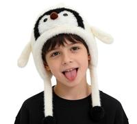 Genérico Gorros de Invierno de Animales para Niños - Gorro De Pingüino Suave Disfraz Gorro De Invierno | De Con Orejeras Abatibles Y Forro Abrigado - Infantil para Vacaciones Senderismo Niños y