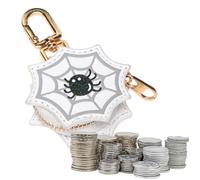 Genérico Goth Coin Purse - Pumpkin Spider Keychain, Zipper Coin Pouch