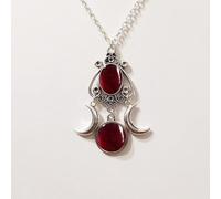 Genérico Gothic Crescent Crystal Pendant Necklace, Amethyst necklace Triple Moon Goddess, Sterling Silver Pentacle Pentagram Wiccan Jewelry for Women Men (C#2)