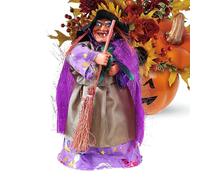 Genérico Gothic Figurines, Spooky Vintage Figure with Broom, Halloween Witch Figurines For Dorm Living Room Party Home Bookshelf Apartment Fireplace Porch