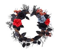 Genérico Gothic Halloween Wreath - Black Rose Berry Door Hanging Decor