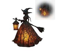 Genérico Gothic LED Resin Witch Lamp Nightlight for Home Decor,Halloween Decoration Standing Lamp with Color Changing Lights,Spooky Witch House Ambient Light for Party Bedroom (black)