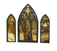 Genérico Gothic Wall Mirrors Set, 3-Pack Cathedral Window Decor, Vintage Spooky Wooden Frame with Acrylic Mirror Panels, Gothic Wall Mount Accent for Dining Room or Living Space Aesthetic