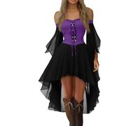 Genérico Gotica Bruja Halloween Ropa Gótica Vestido Fiesta Mujer Disfraz Fantasma 2025 Disfraz Halloween Talla Grande Tallas Grandes Vestidos de Fiesta Morado S