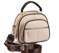 Genérico Gpmsign Leather Bag, Adjustable Wide Shoulder Strap Leather Bag, Multifunctional Compartments, Women Stylish Small Crossbody (Light Pink)