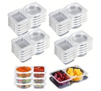 Genérico Grab and Go Snack Containers Reusable,Double Compartment Snacks Packs,Reusable 2 Compartment Snack Containers with Lids for Takeout Travel and Outdoor Camping (20pcs)