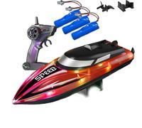 Genérico Graddi Aquablaze, 2.4GHz Remote Control Racing Boat with Transparent Colorful Leds, Self-Righting Waterproof Design, Low Battery & Range Alerts, 200 Min Runtime for Kids (Red)