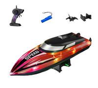 Genérico Graddi Aquablaze, 2.4GHz Remote Control Racing Boats with LED Lights, 200 Mins Long Battery Life, One-Button Reset, Self-Righting Waterproof Design, USB Rechargeable (1 Batteries,Red)