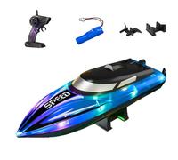 Genérico Graddi Aquablaze, 2.4GHz Remote Control Racing Boats with LED Lights, 200 Mins Long Battery Life, One-Button Reset, Self-Righting Waterproof Design, USB Rechargeable (1 Batteries,Blue)