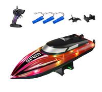 Genérico Graddi Aquablaze, 2.4GHz Remote Control Racing Boats with LED Lights, 200 Mins Long Battery Life, One-Button Reset, Self-Righting Waterproof Design, USB Rechargeable (3 Batteries,Red)
