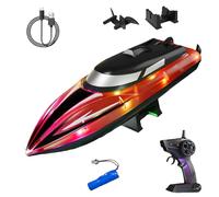 Genérico Graddi Aquablaze, 2.4GHz Remote Control Racing Boats with LED Lights, USB Rechargeable, Self-Righting Waterproof Design, 200 Min Runtime, Adjustable Speed & Low Battery Alert (Red-1 Battery)