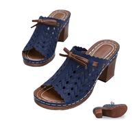Genérico Graddi Archrelief Sandals, Fashionable Comfortable Orthopedic Platform Chunky Heels Sandal,Summer Outdoor (Blue,43)