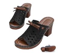 Genérico Graddi Archrelief Sandals, Fashionable Comfortable Orthopedic Platform Chunky Heels Sandal,Summer Outdoor (Black,40)