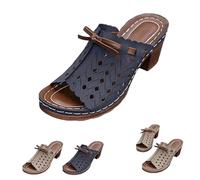 Genérico Graddi Archrelief Sandals, Fashionable Comfortable Orthopedic Platform Chunky Heels Sandal, Thick Heels are Not Tiring to the Feet (Blue,38)