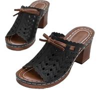 Genérico Graddi Archrelief Sandals, Fashionable Hollow For Women, Comfortable Orthopedic Platform Chunky Heels Sandal (BLACK,42)