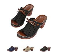Genérico Graddi Archrelief Sandals, Womens Arch Support Sandals, Platform Chunky Heels Sandal, for Travels (Black,38)