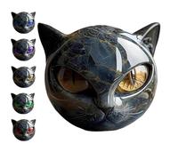 Genérico Graddi Atelier Cat, Black Cat Stone Sculpture Head, Luxury Black Cats Stone Statue Head with Green Eyes, Hand-Carved Art Piece, Elegant Home Decor (A)
