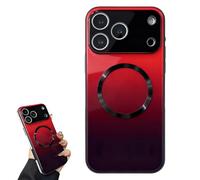 Genérico Gradient Glass-Gloss Case Compatible with for iPhone, Hybrid Tempered Glass Full Body Slim Design with Shockproof Airbags for Maximum Protection! (Red,For iPhone 16 Plus)