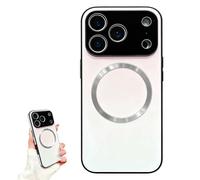 Genérico Gradient Glass-Gloss Case Compatible with for iPhone, Hybrid Tempered Glass Full Body Slim Design with Shockproof Airbags for Maximum Protection! (White,For iPhone 14 ProMax)