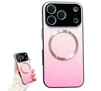 Genérico Gradient Glass-Gloss Case Compatible with for iPhone, Hybrid Tempered Glass Full Body Slim Design with Shockproof Airbags for Maximum Protection! (Pink,For iPhone 16 Plus)