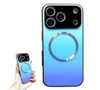 Genérico Gradient Glass-Gloss Case Compatible with for iPhone, Hybrid Tempered Glass Full Body Slim Design with Shockproof Airbags for Maximum Protection! (Blue,For iPhone 15 ProMax)