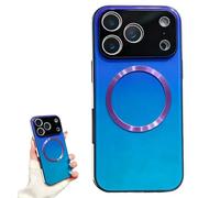 Genérico Gradient Glass-Gloss Case Compatible with for iPhone, Hybrid Tempered Glass Full Body Slim Design with Shockproof Airbags for Maximum Protection! (Dark Blue,For iPhone 17 Air)
