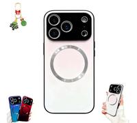 Genérico Gradient Glass-Gloss Case for iPhone 17/16/15/14/13/12, Hybrid Magnetic Tempered Glass Gradient Full Body Slim Mobile Phone Case (for ipone14promax,White)