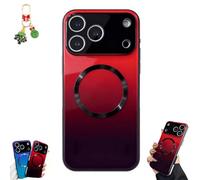 Genérico Gradient Glass-Gloss Case for iPhone 17/16/15/14/13/12, Hybrid Magnetic Tempered Glass Gradient Full Body Slim Mobile Phone Case (for ipone12 promax,Red)