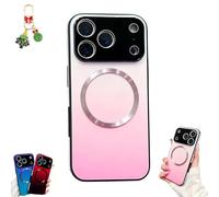 Genérico Gradient Glass-Gloss Case for iPhone 17/16/15/14/13/12, Hybrid Magnetic Tempered Glass Gradient Full Body Slim Mobile Phone Case (for ipone15pro,Pink)