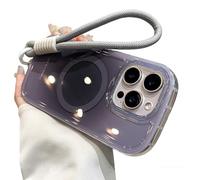 Genérico Gradient Hand Wrist Strap Case for iPhone 17 16 15 14 Pro MAX Magnetic Anti-Scratch Shockproof Protective Case (Black-1,FOR 13 Pro)