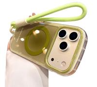 Genérico Gradient Hand Wrist Strap Case for iPhone 17 16 15 14 Pro MAX Magnetic Anti-Scratch Shockproof Protective Case (Green-1,FOR 15)