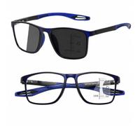 Genérico Graduación, Lentes de Lectura de Enfoque Variable para Hombre y Mujer, Incluye 1 Fundas y 1 Paños de Limpieza(Azul,+4.00)