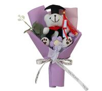Genérico Graduation Bear Roses Flower Bouquet, Handmade Creative Crochet Flowers, Woven Plush Bouquet Long-Lasting Flower Arrangement for Graduates