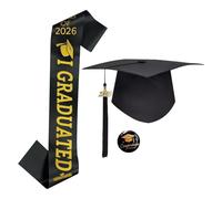 Genérico Graduation Cap - Sash 2026 Bachelor Headwear with Long Sash Badge | Graduation Party Outfit Accessories Set Classic Tassel Cap with Adjustable Fit for College, School, Graduates, Unisex